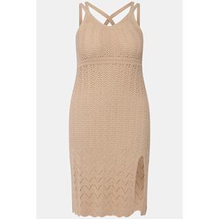 Ulla Popken Häkelkleid V-Ausschnitt Spaghettiträger Ärmellos  