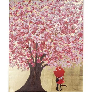Picture Toccato Coppia Fiore Oro Rosa 100x80cm