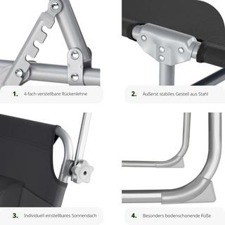 Tectake Gartenliege stufenlos verstellbares Sonnendach  