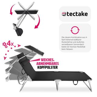Tectake Gartenliege stufenlos verstellbares Sonnendach  