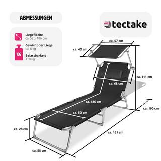 Tectake Gartenliege stufenlos verstellbares Sonnendach  