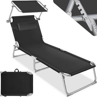 Tectake Gartenliege stufenlos verstellbares Sonnendach  