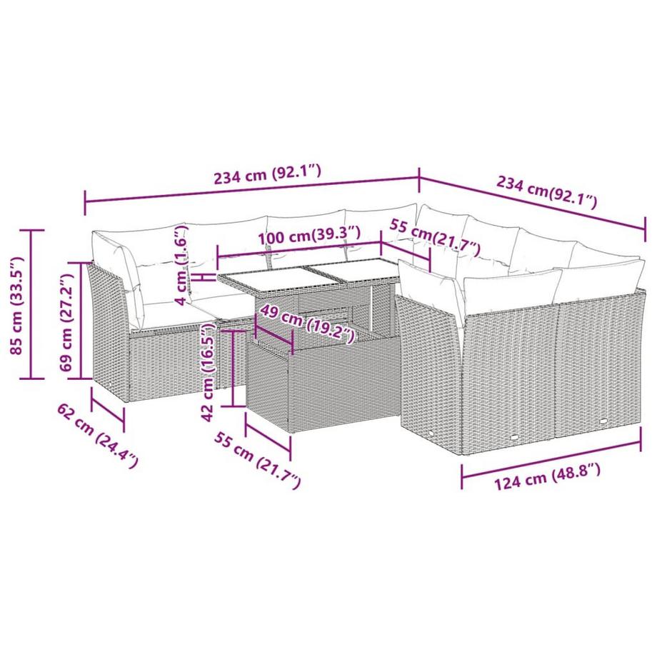 VidaXL Gartensofa set poly-rattan  