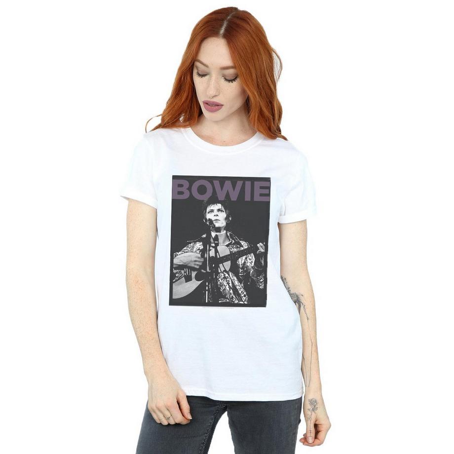 David Bowie Gitarren Print Boyfriend T-Shirt  