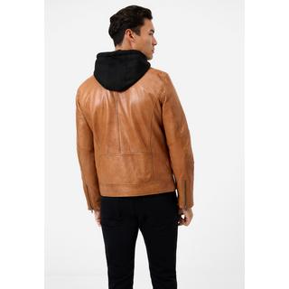 RICANO  Veste en cuir pour homme Fabio avec capuche amovible et col montant 