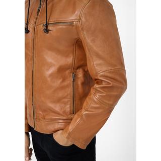 RICANO  Veste en cuir pour homme Fabio avec capuche amovible et col montant 