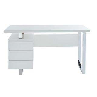 Vente-unique Bureau avec 3 tiroirs - MDF - Blanc laqué - MYLAN II  