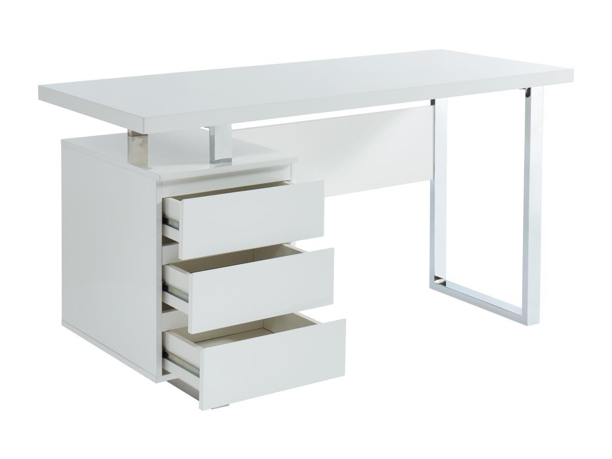 Vente-unique Bureau avec 3 tiroirs - MDF - Blanc laqué - MYLAN II  