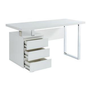 Vente-unique Bureau avec 3 tiroirs - MDF - Blanc laqué - MYLAN II  