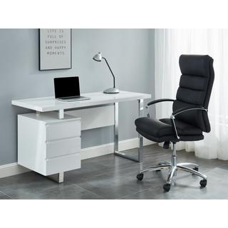 Vente-unique Bureau avec 3 tiroirs - MDF - Blanc laqué - MYLAN II  