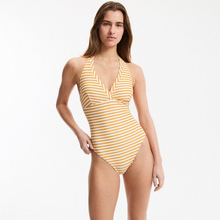 La Redoute Collections Gestreifter Neckholder Badeanzug  