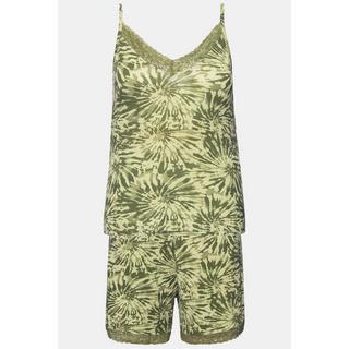 Studio Untold Pigiama Corto Due Pezzi Stampa Bordo Pizzo Top Spalline Sottili Shorts  