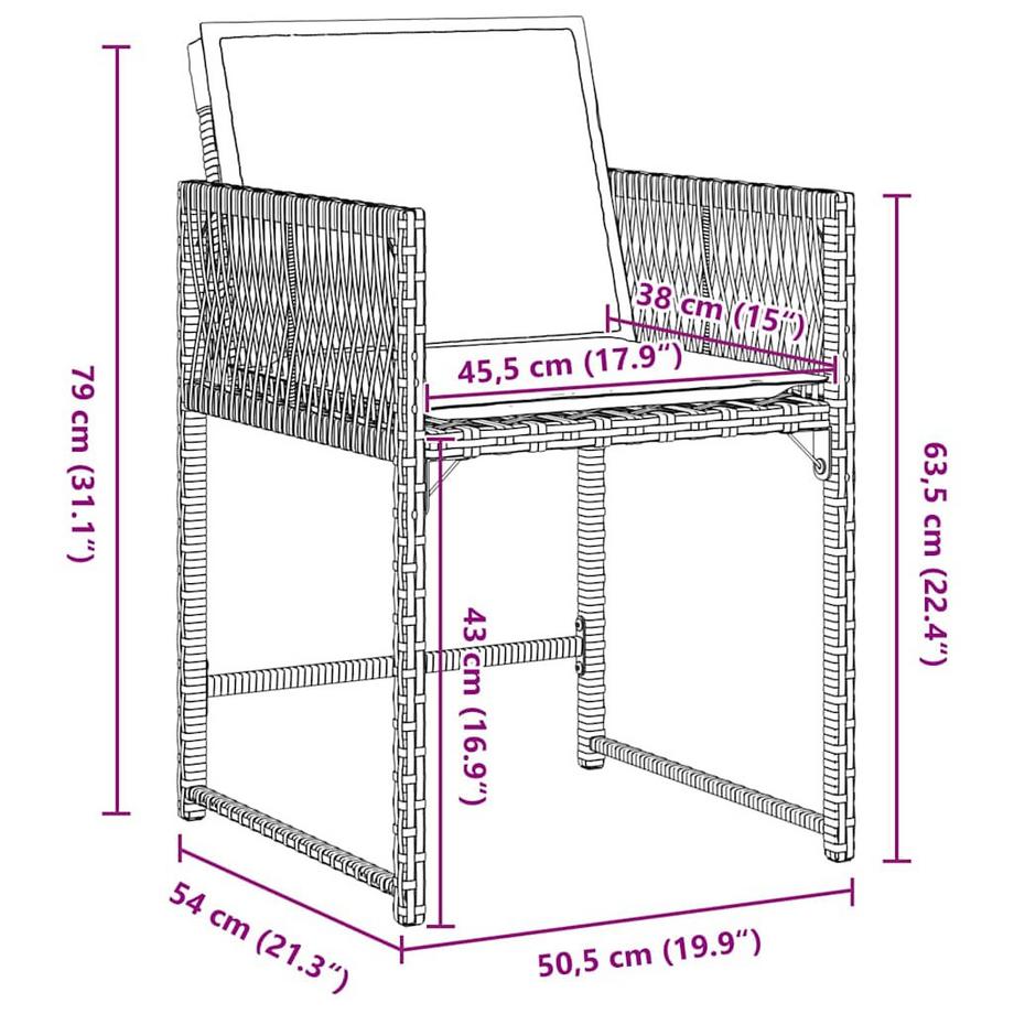VidaXL Dining da Giardino Polyrattan  
