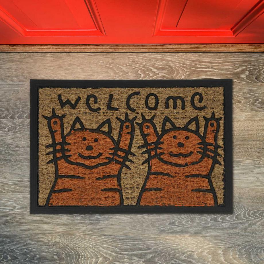 B2X Paillasson en fibre de coco chats  