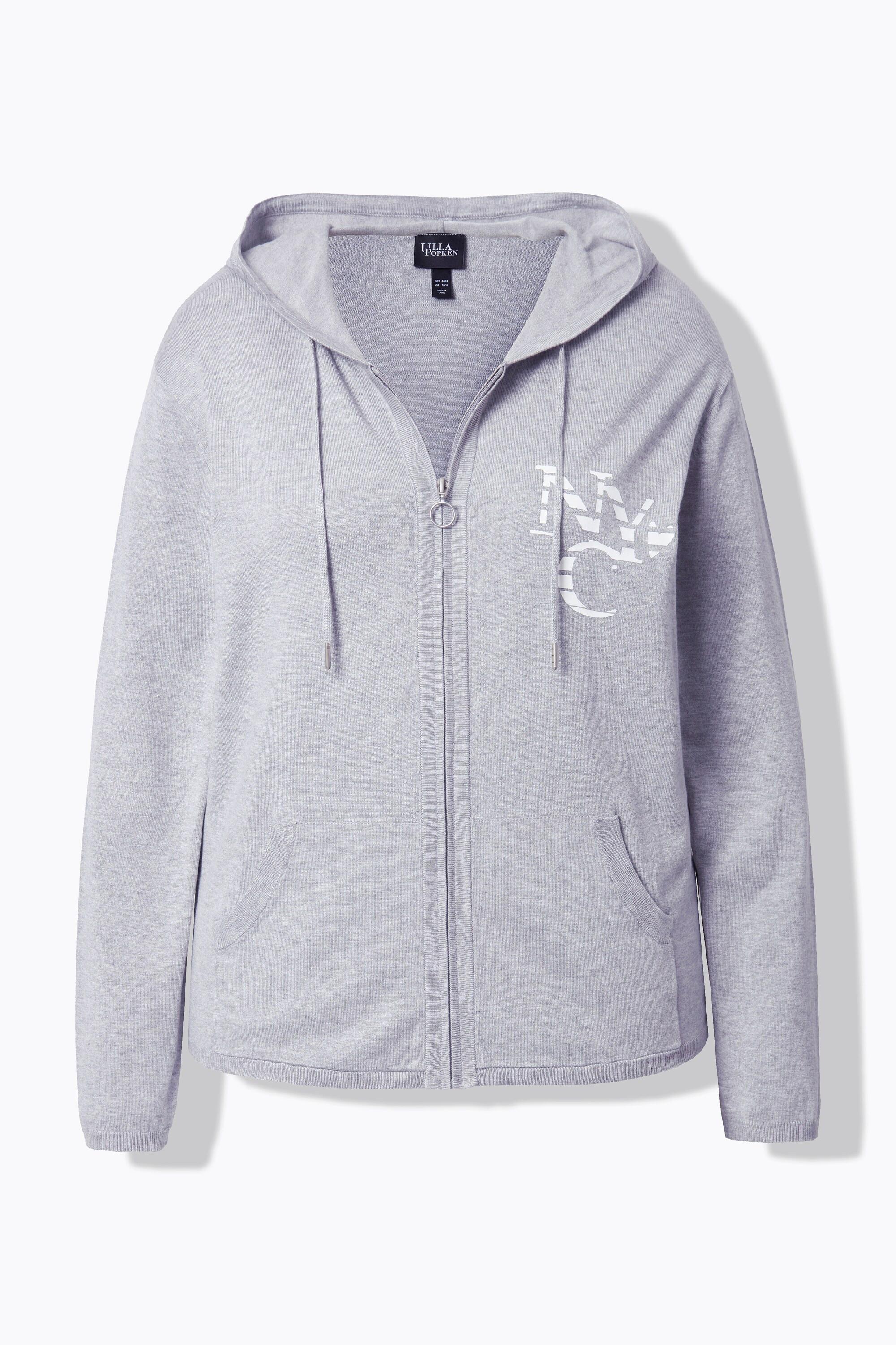 Ulla Popken Cardigan à capuche NYC avec poche kangourou  