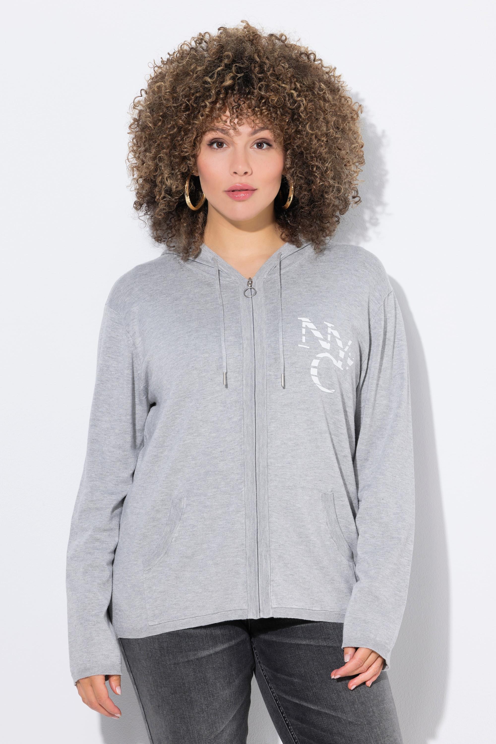 Ulla Popken Cardigan à capuche NYC avec poche kangourou  