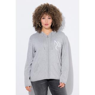 Ulla Popken Cardigan à capuche NYC avec poche kangourou  