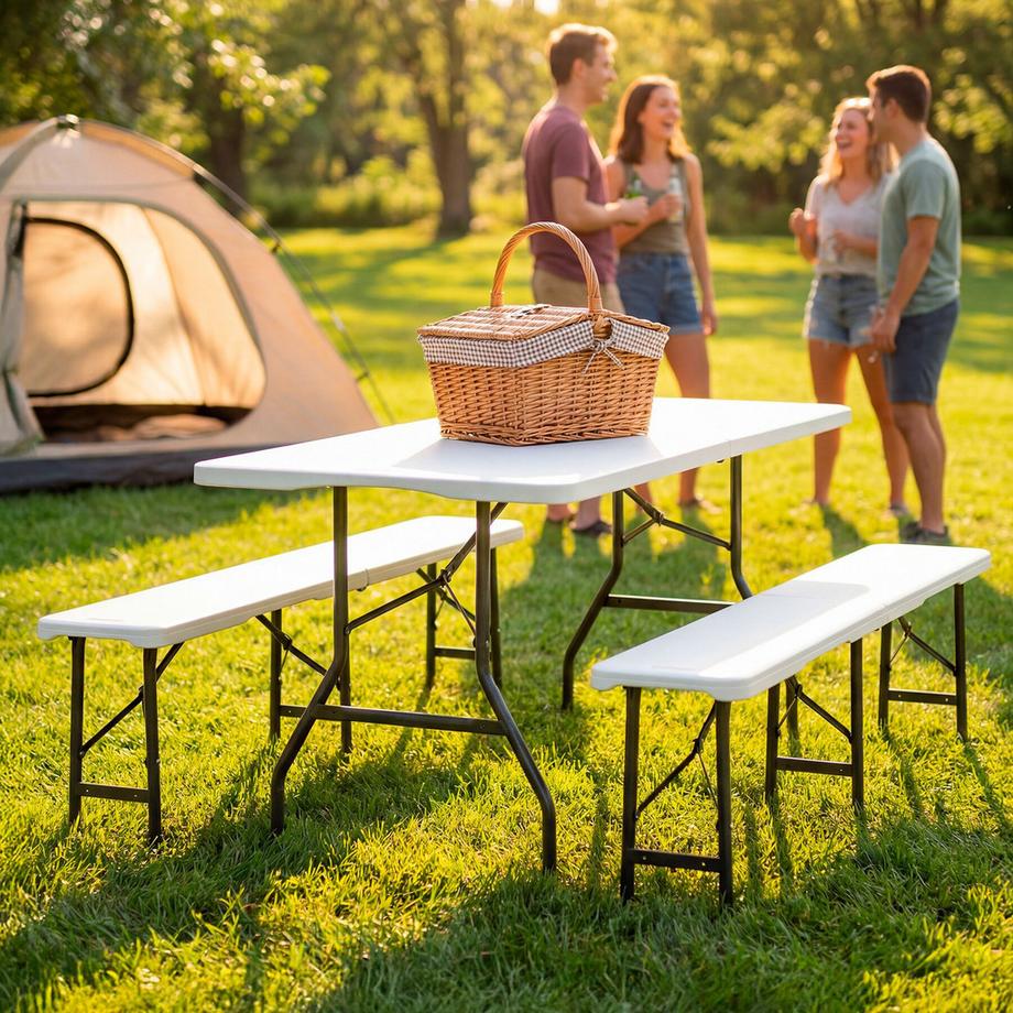 Tectake  Ensemble de tables de camping Panja pliable, résistant aux intempéries 