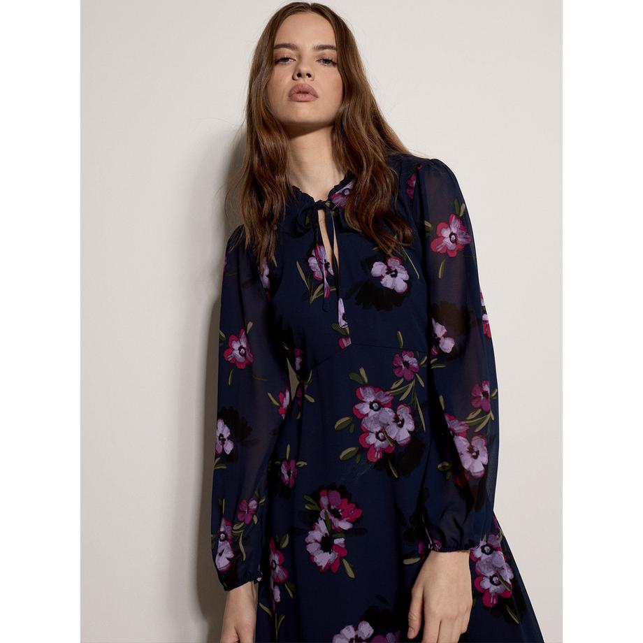 APRICOT Robe mi-longue en mousseline à imprimé floral  