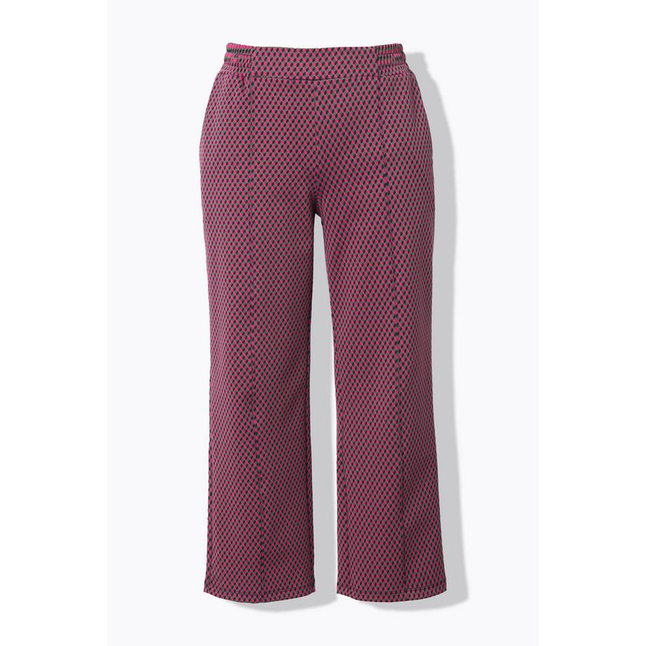 Ulla Popken Pantaloni Jacquard Gamba Dritta Cintura Elastica  