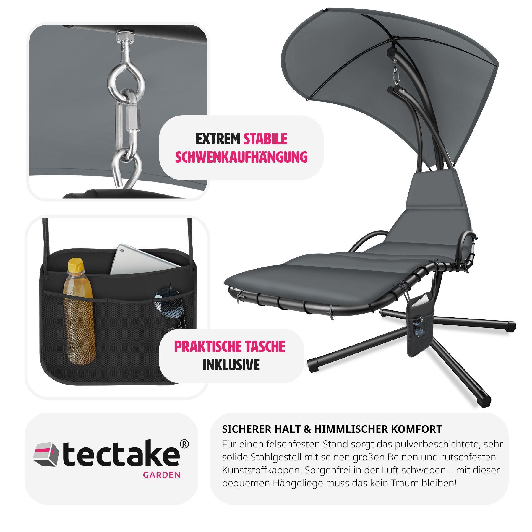 Tectake Fauteuil suspendu Elaria avec pare-soleil et poche latérale  
