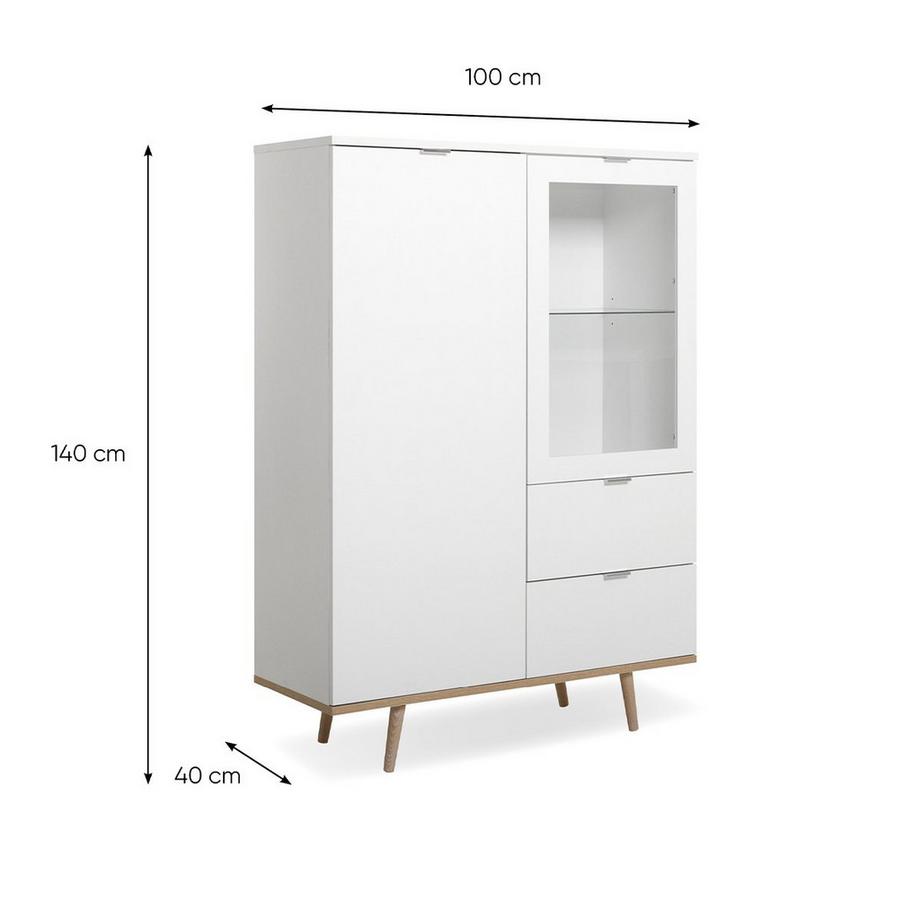 Calicosy Vaisselier avec 2 Portes et 2 Tiroirs H140 cm - COPENHAGUE  