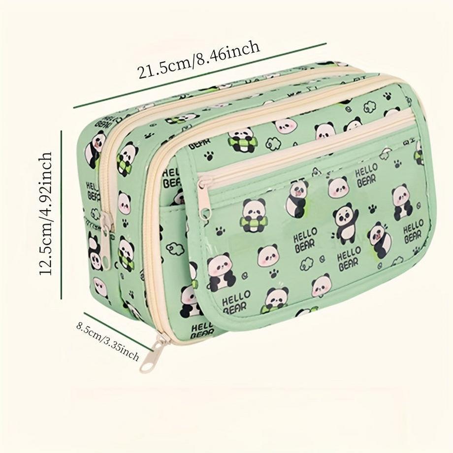 Only-bags.store  Geräumiges Federmäppchen mit Panda-Motiv - strapazierfähiges Oxford-Gewebe, mehrlagiger Organizer für Stifte, Bleistifte, Lineale 