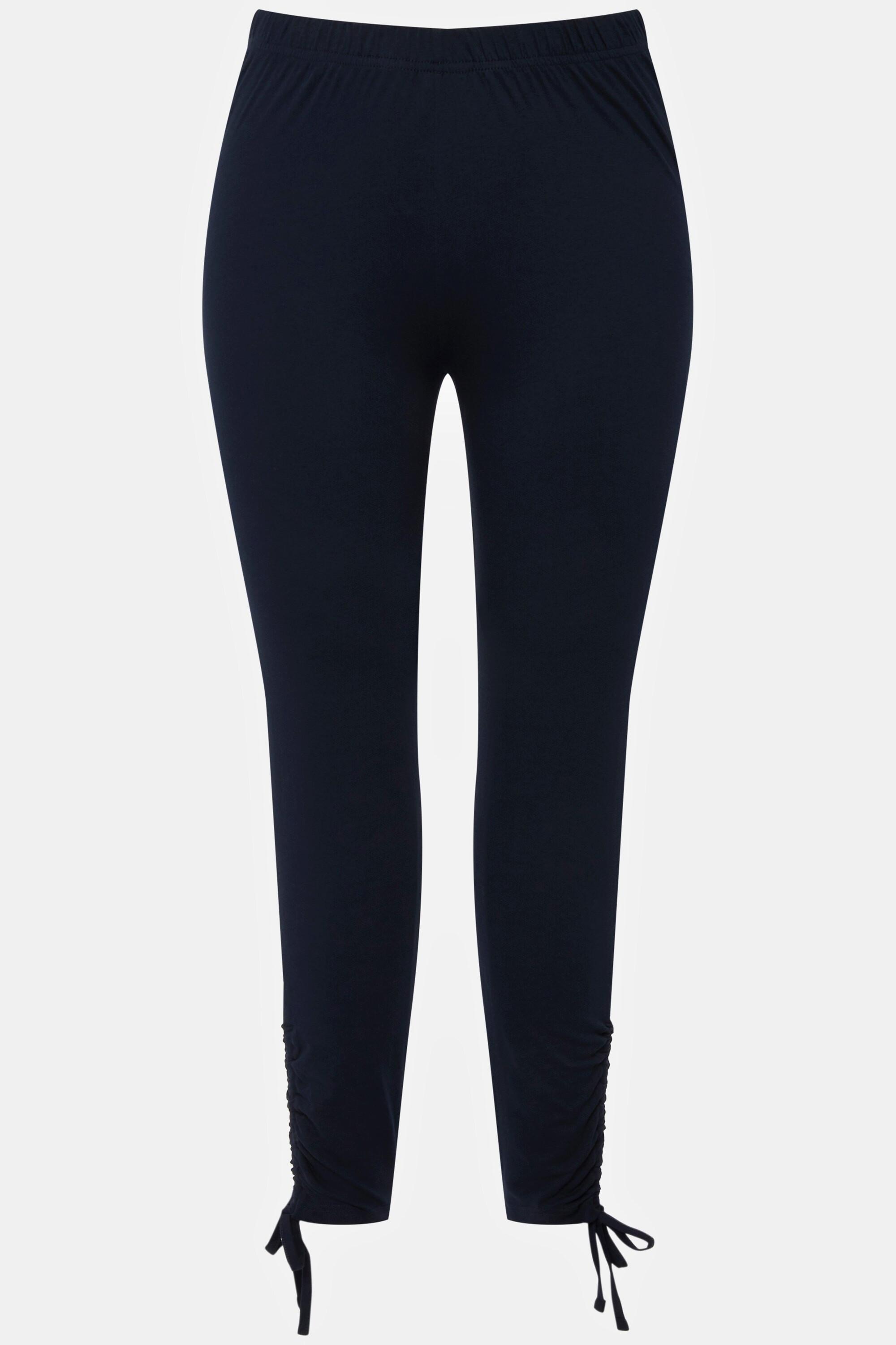 Ulla Popken  Leggings di cotone biologico con arricciature e cintura elastica 