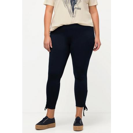 Ulla Popken  Leggings di cotone biologico con arricciature e cintura elastica 