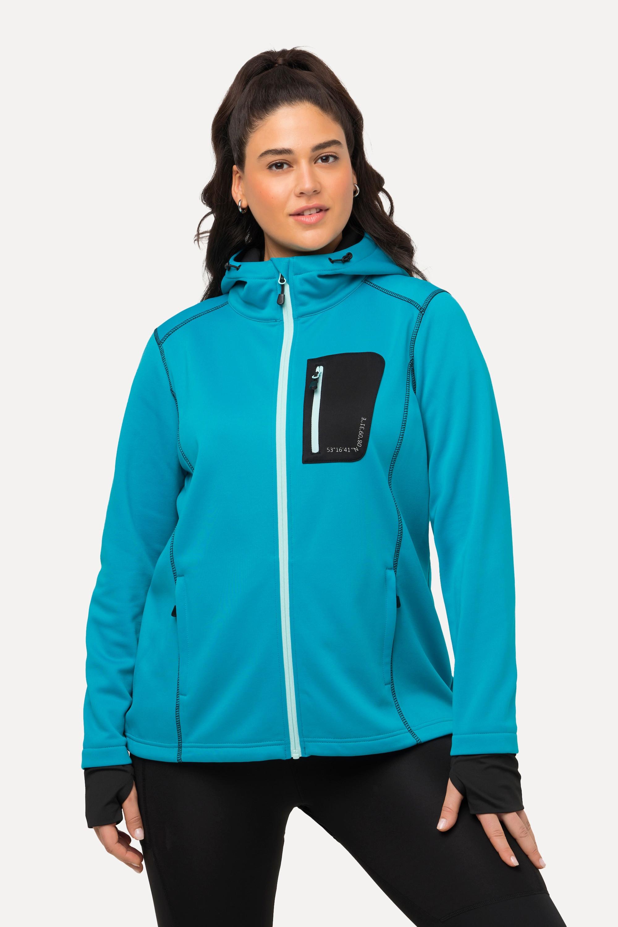 Ulla Popken  HYPRAR Sweatjacke, Reflektordruck, Kapuze, Daumenloch 