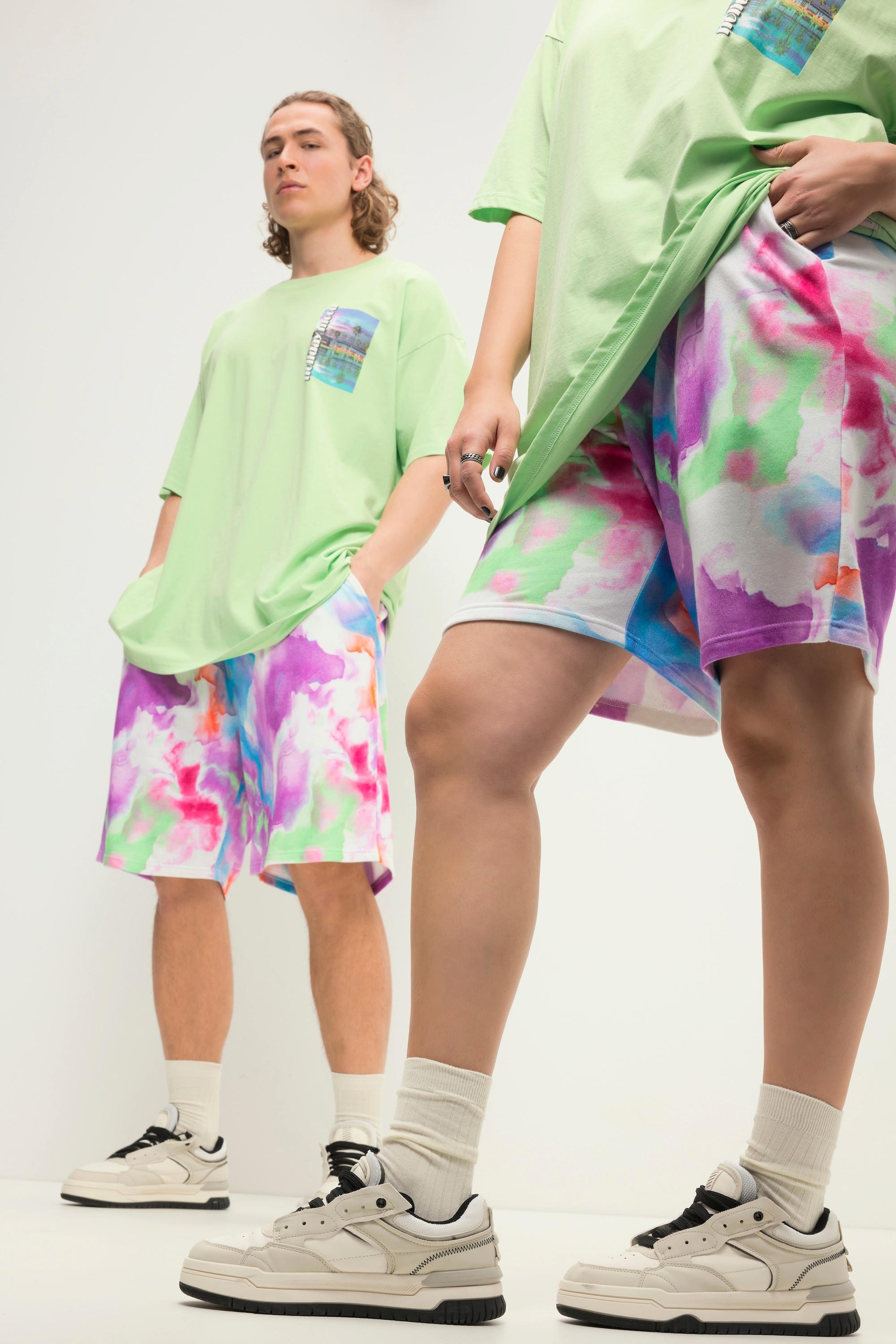 Studio Untold  Sweat-Bermuda, Wide Legs, Colorprint, Elastikbund, Unisex 