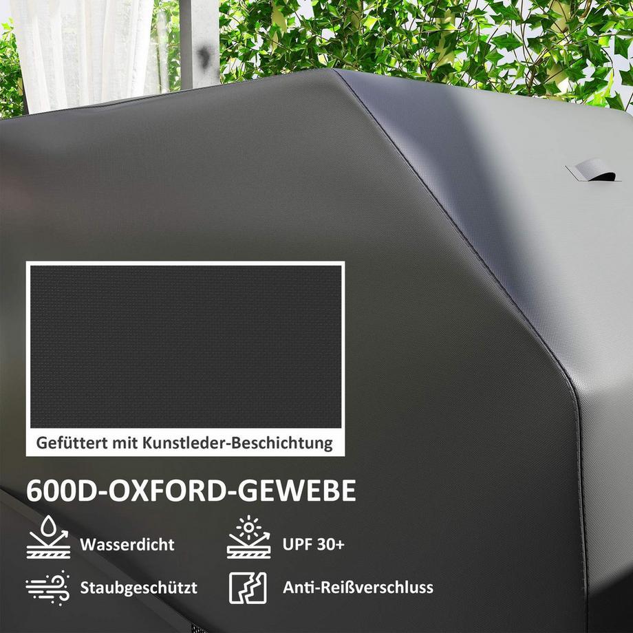 Northio  Grillabdeckung BBQ Abdeckung Wetterfest Gasgrill Abdeckhaube mit Klettverschlüssen, 600D Oxford, Schwarz, 147 x 61 x 122cm | 