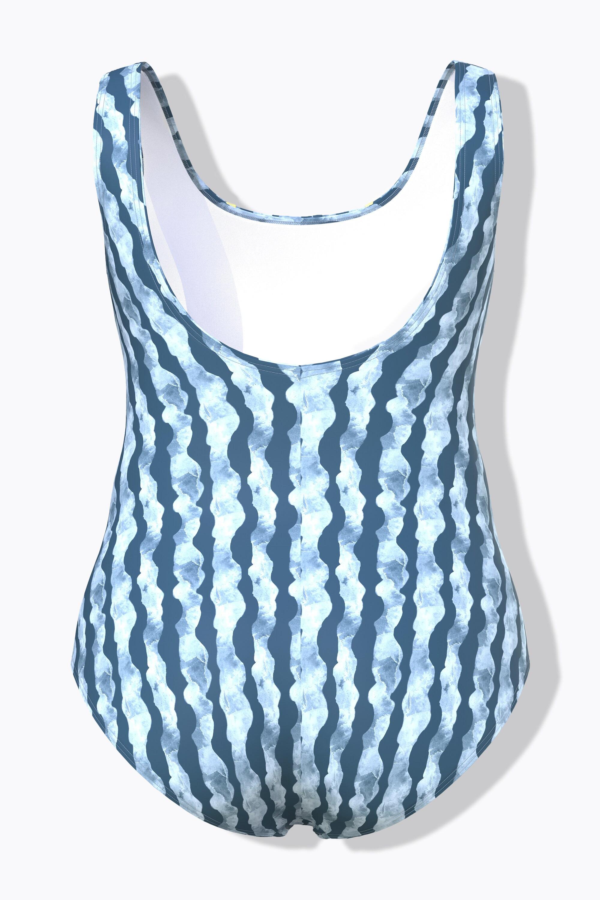 Ulla Popken Wellenmuster Piping Badeanzug  