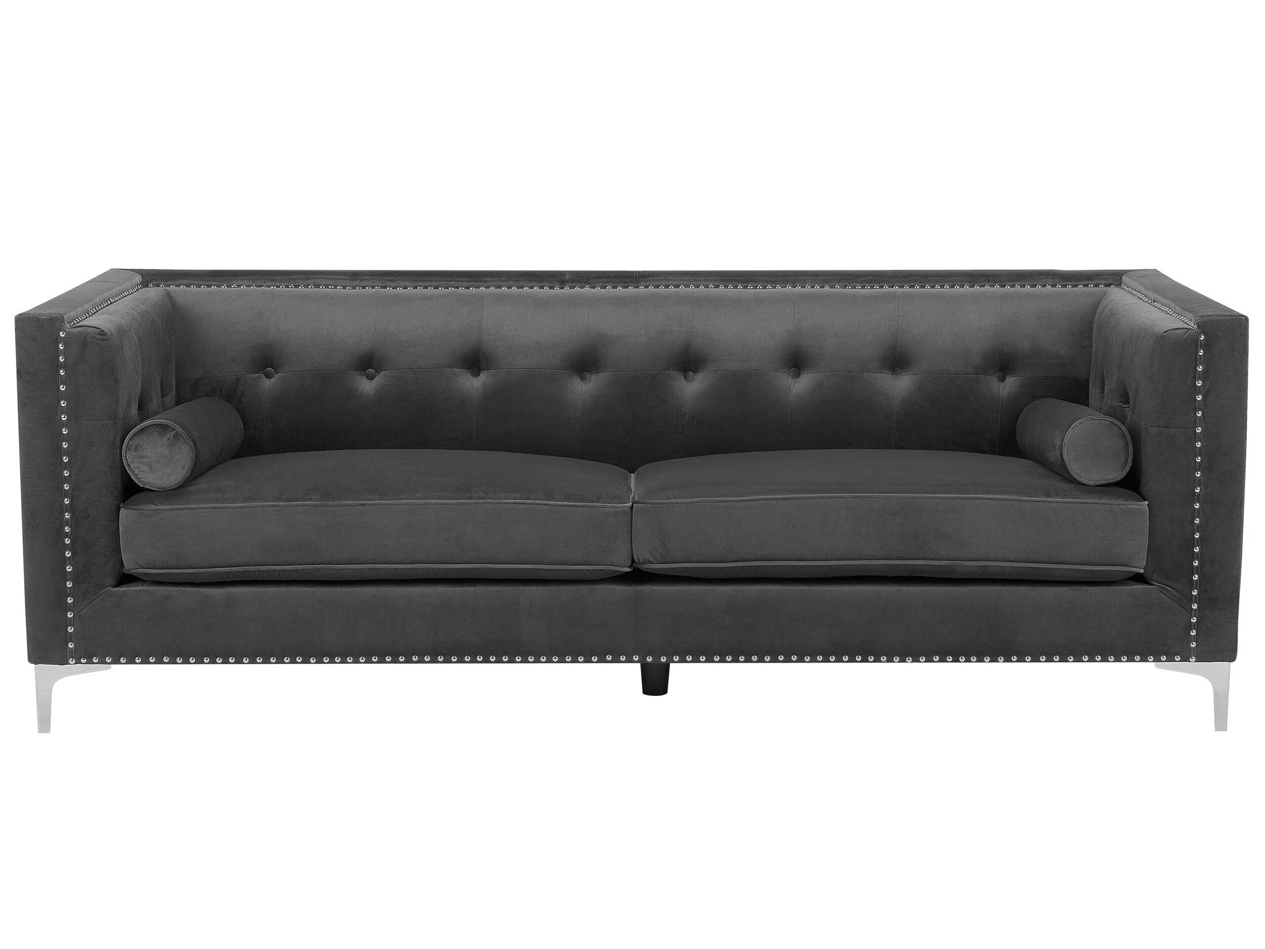 Beliani 3 Sitzer Sofa aus Samtstoff Glamourös AVALDSENES  