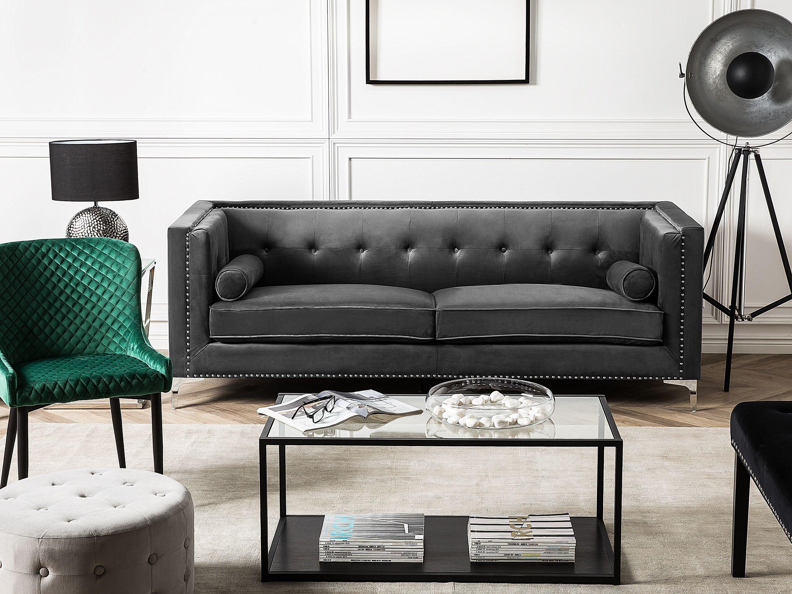 Beliani 3 Sitzer Sofa aus Samtstoff Glamourös AVALDSENES  