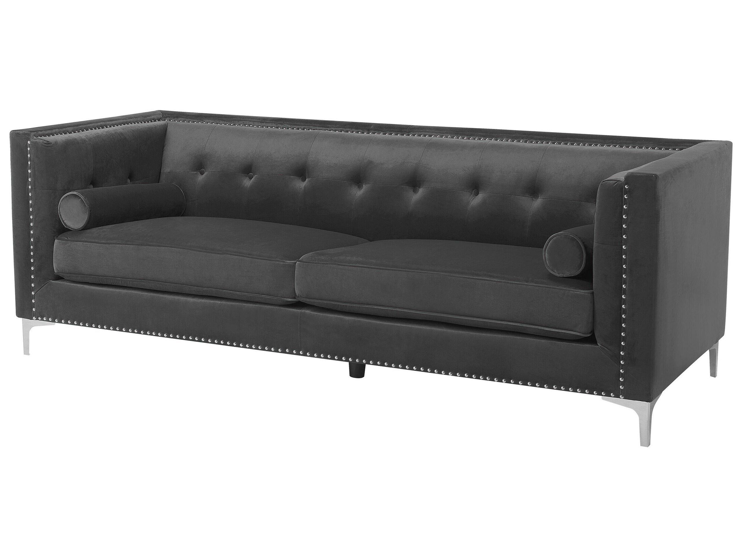 Beliani 3 Sitzer Sofa aus Samtstoff Glamourös AVALDSENES  