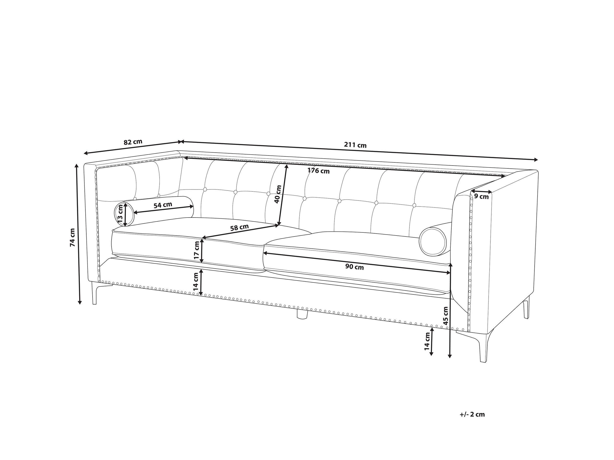 Beliani 3 Sitzer Sofa aus Samtstoff Glamourös AVALDSENES  