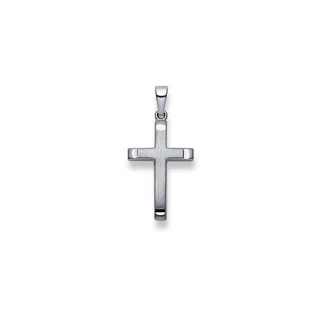 MUAU Schmuck  Pendentif croix en or blanc 750, 29x14mm 