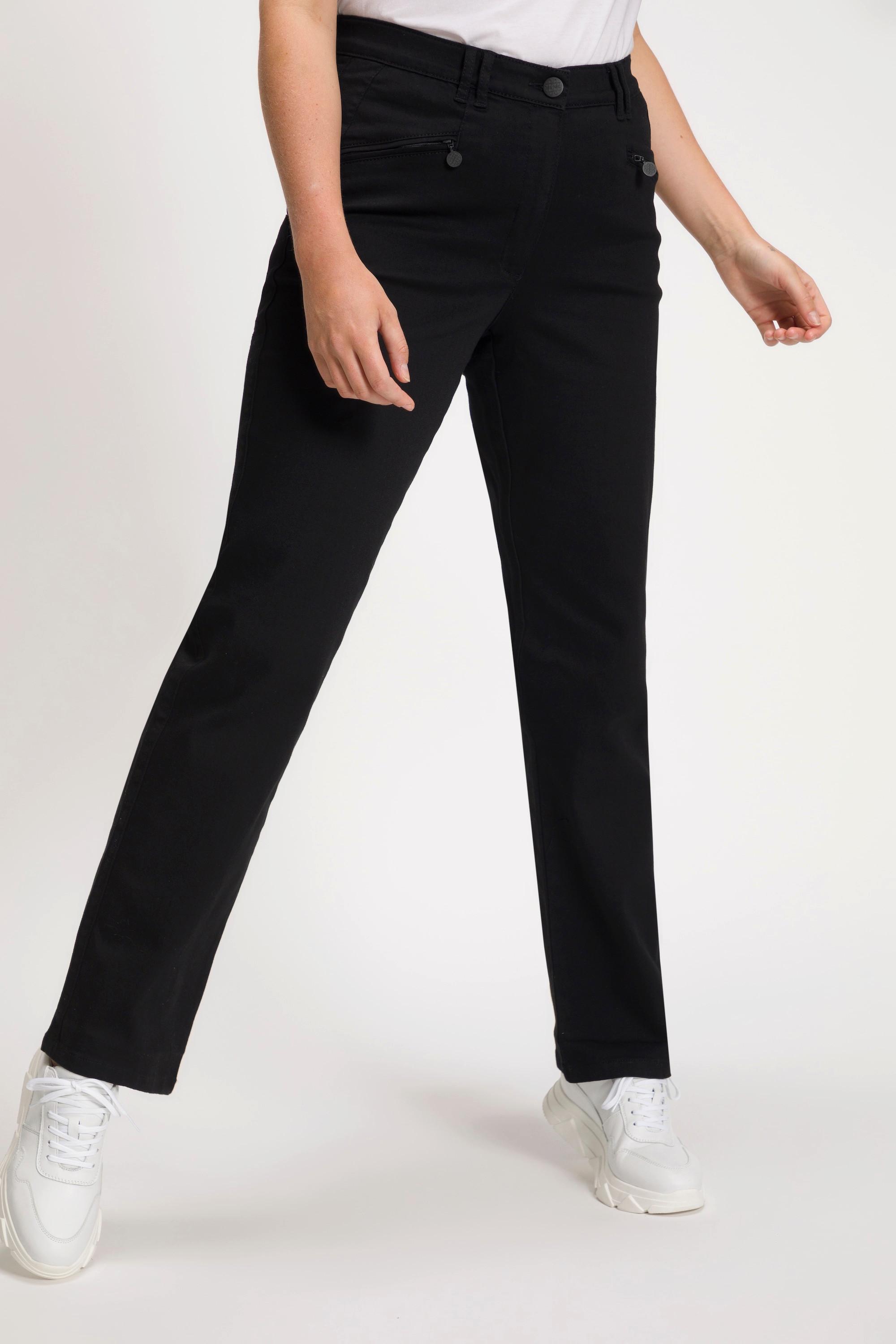 Ulla Popken  Pantalon Mony, collection Basic. Teinture grand teint longue durée. Coupe carotte 