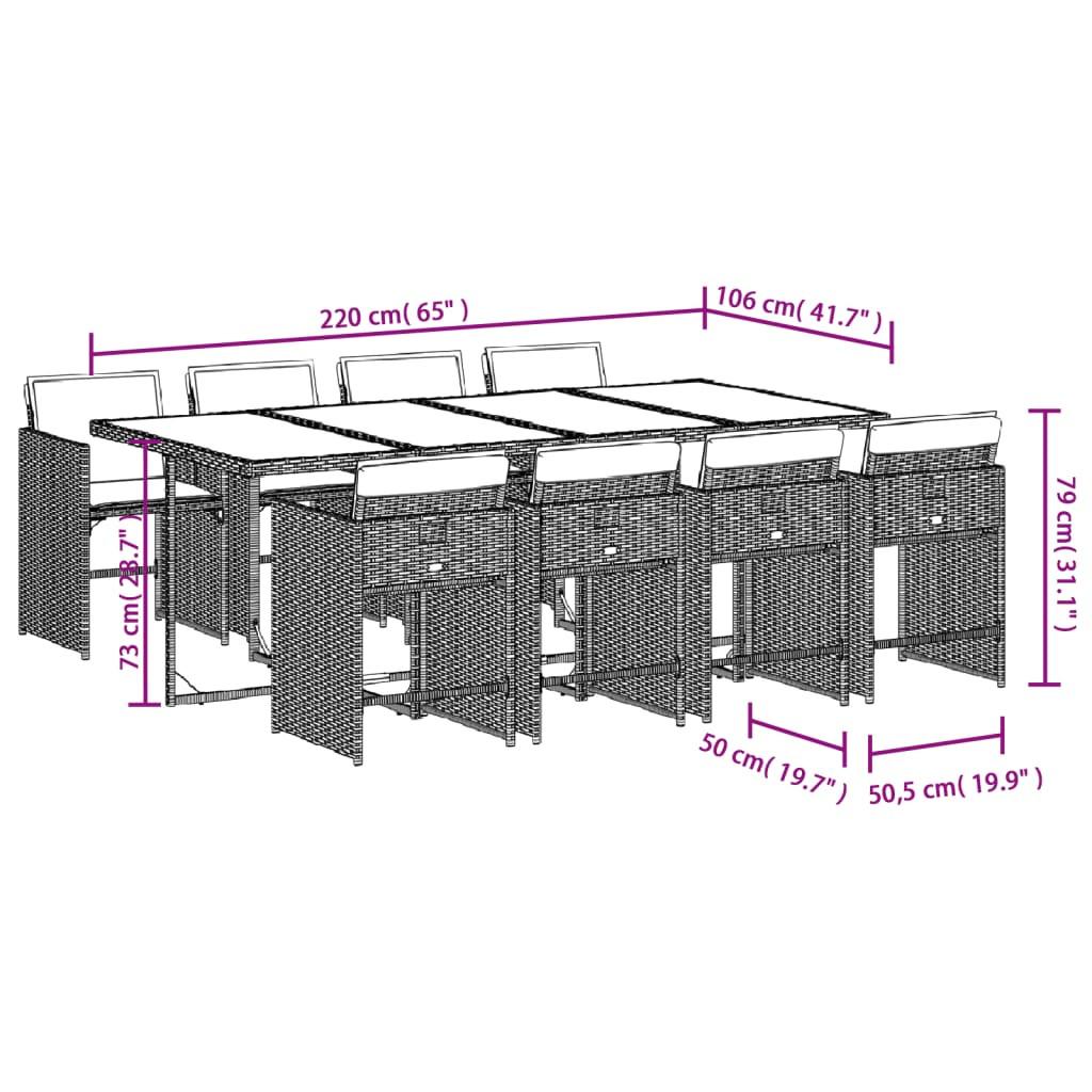 VidaXL set da pranzo da giardino Polirattan  