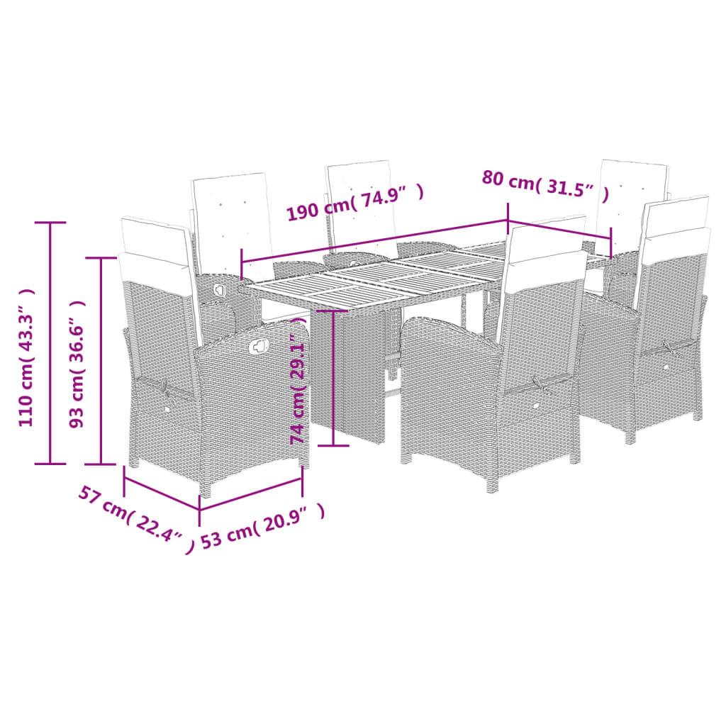 VidaXL Ensemble de salle à manger de jardin rotin synthétique  