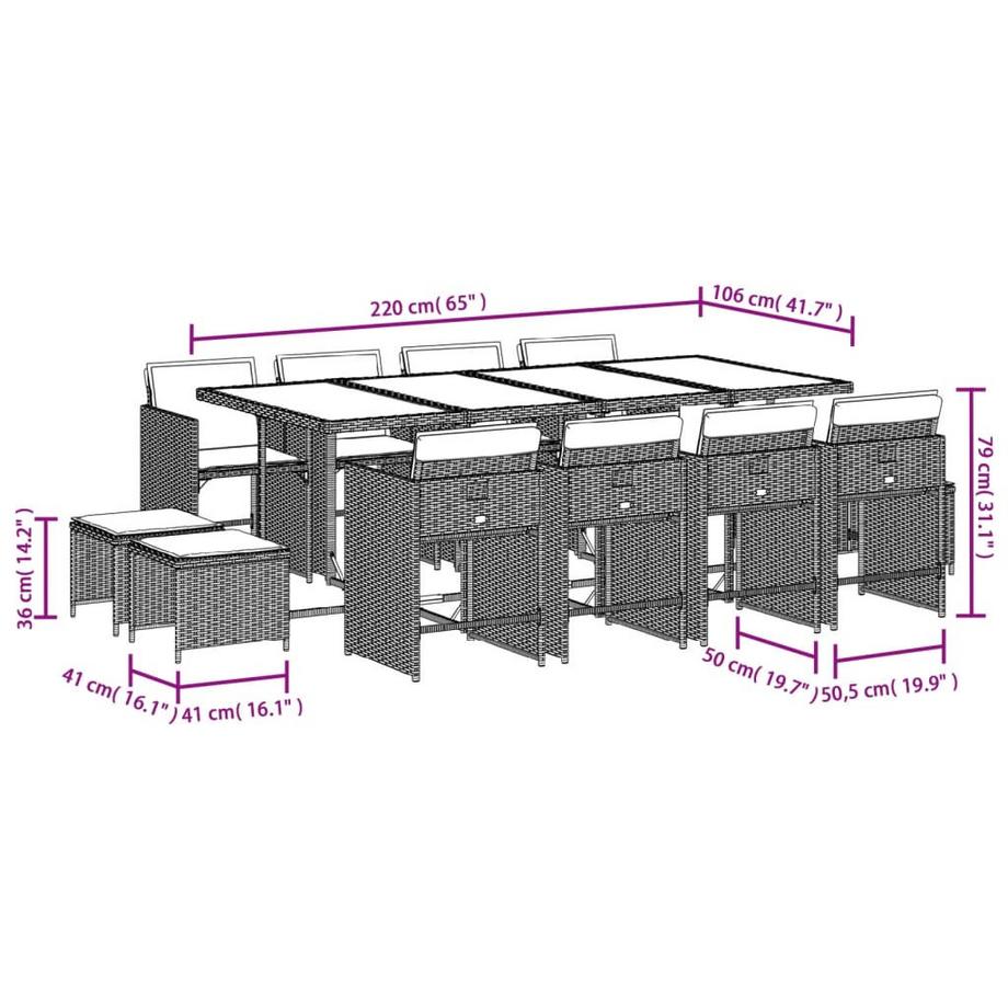 VidaXL Garten essgruppe poly-rattan  
