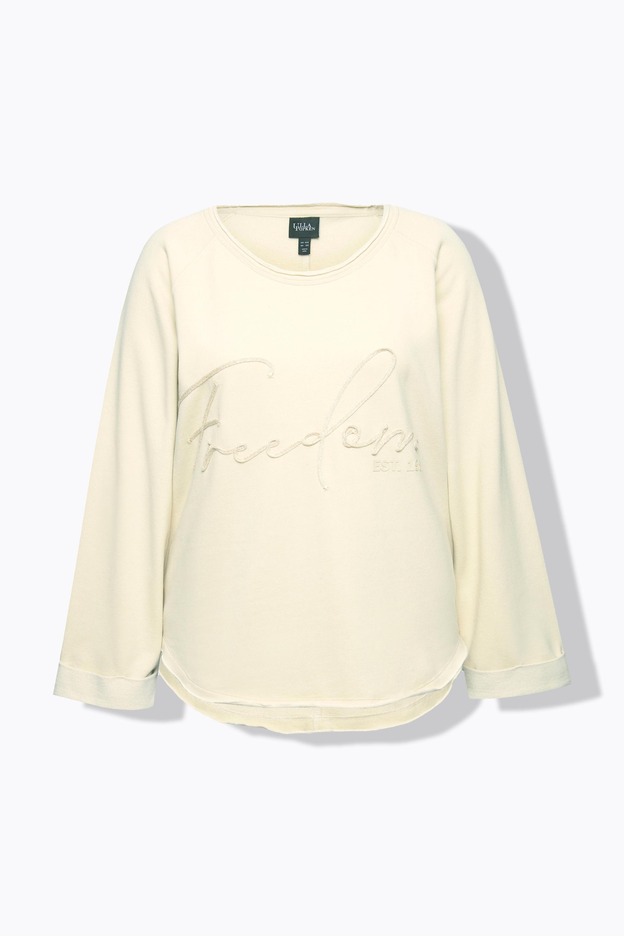 Ulla Popken Sweat-shirt Broderie Col Rond Manches Longues Bords Roulottés  