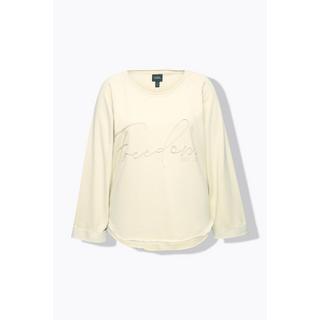 Ulla Popken Sweat-shirt Broderie Col Rond Manches Longues Bords Roulottés  