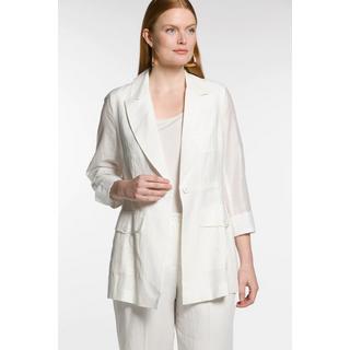 Ulla Popken  Blazer, transparente Ärmel, Reverskragen, Leinenmix 