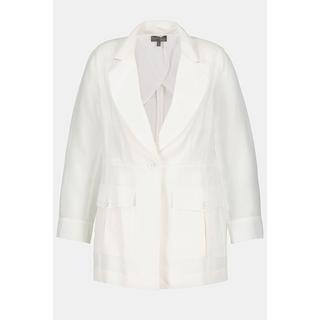 Ulla Popken  Blazer, transparente Ärmel, Reverskragen, Leinenmix 