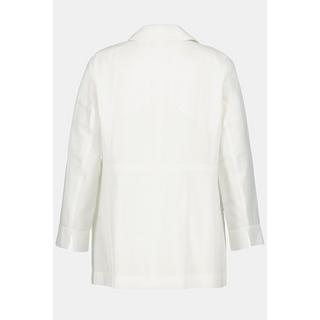 Ulla Popken  Blazer, transparente Ärmel, Reverskragen, Leinenmix 