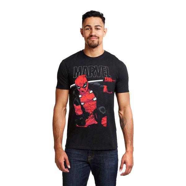 Deadpool Logo Schwert Kurzarm T-Shirt  