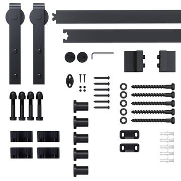 Système De Rail De Roulement Pour Porte Coulissante, Jeu Complet Avec Vis, Jeu De Ferrures Pour Porte Coulissante, Acier Au Carbone, Noir, 200X40X0,6Cm