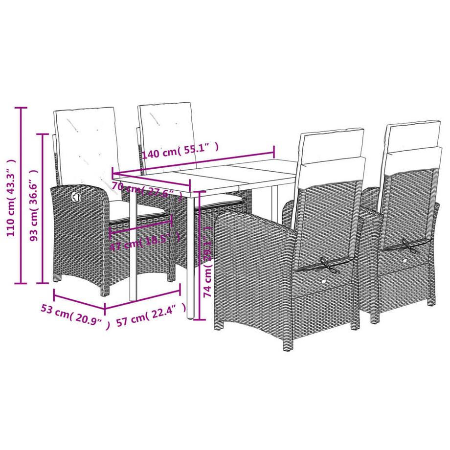 VidaXL Garten essgruppe poly-rattan  